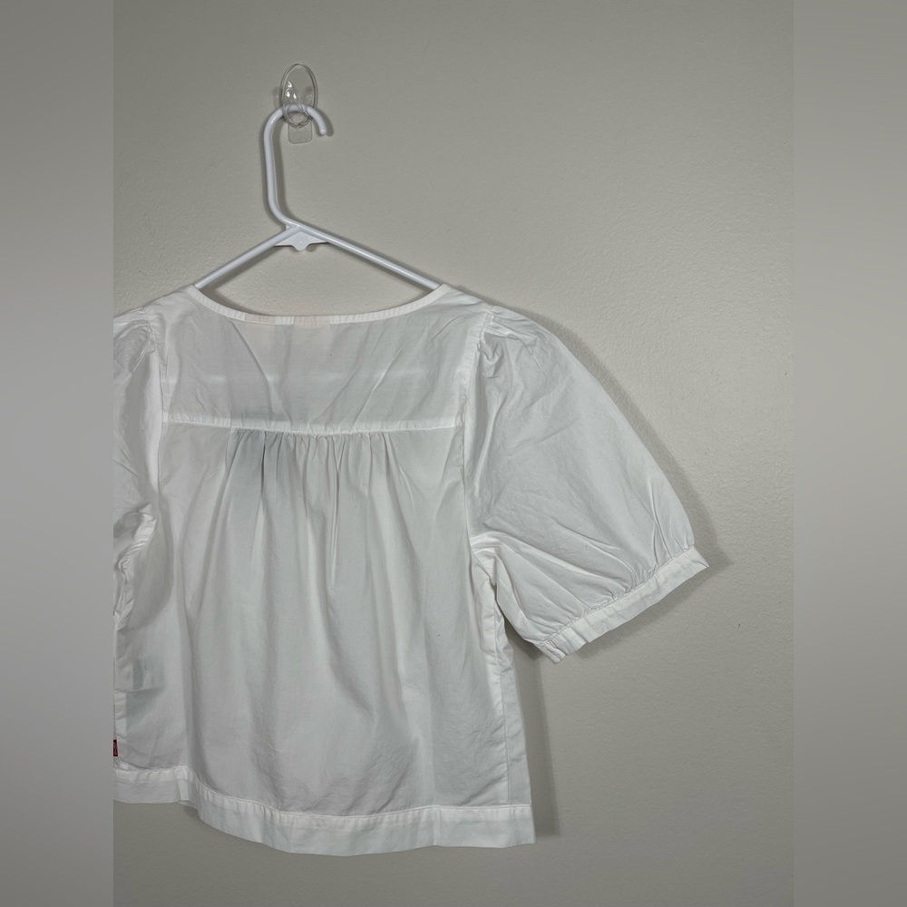 Levi’s Women's Simone Top Elegant White Blouse with Lace Trim and V-Neck NWT - Picture 10 of 15